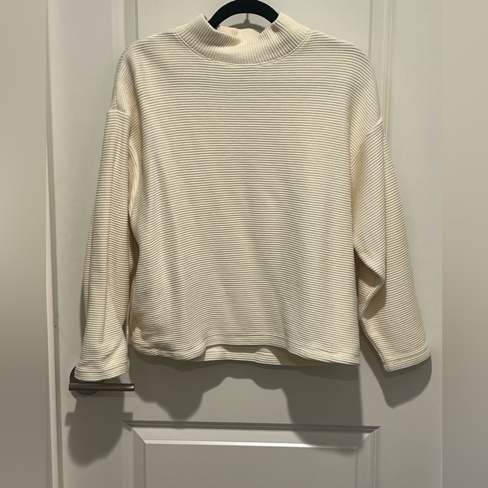 Madewell Women's Cream Ribbed Mockneck Sweater |Size Medium